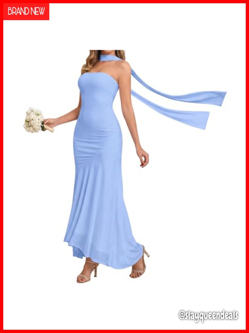 Women's Floral Strapless Bodycon Maxi Dress Ruffle Hem Wedding Guest
